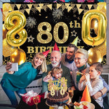 80th Birthday Decorations Men Women with 80th Birthday Banner Black