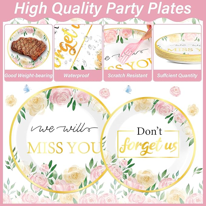 100PCS We Will Miss You Plate and Napkin Farewell Retirement Party