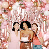 Rose Gold Birthday Decorations Gold Pink Peach White Balloons