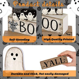 4 Pcs Halloween Table Decoration Wooden Ghost Tiered Tray Decoration