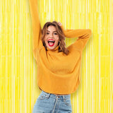 Voircoloria 3 Pack 3.3 x 8.2 ft Pastel Yellow Foil Fringe Backdrop