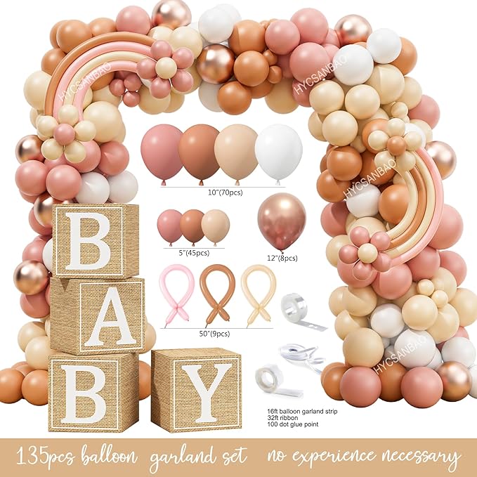 Boho Baby Shower Decorations, Boho Rainbow Baby Shower Party