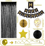 Black Gold Birthday Decorations for Men Women, Recosis Balloons in