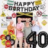 40th Birthday Decorations Men Women Caution Logo Level 40 Unlocked