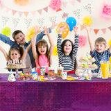 8 Pack Iridescence Plastic Tablecloths Shiny Disposable Laser