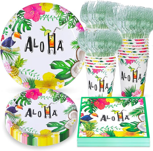 Hawaiian Luau Party Supplies Disposable Hawaiian Plates and Napkins