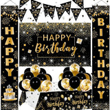 Black and Gold Birthday Decorations for Men Women 37pcs Black and