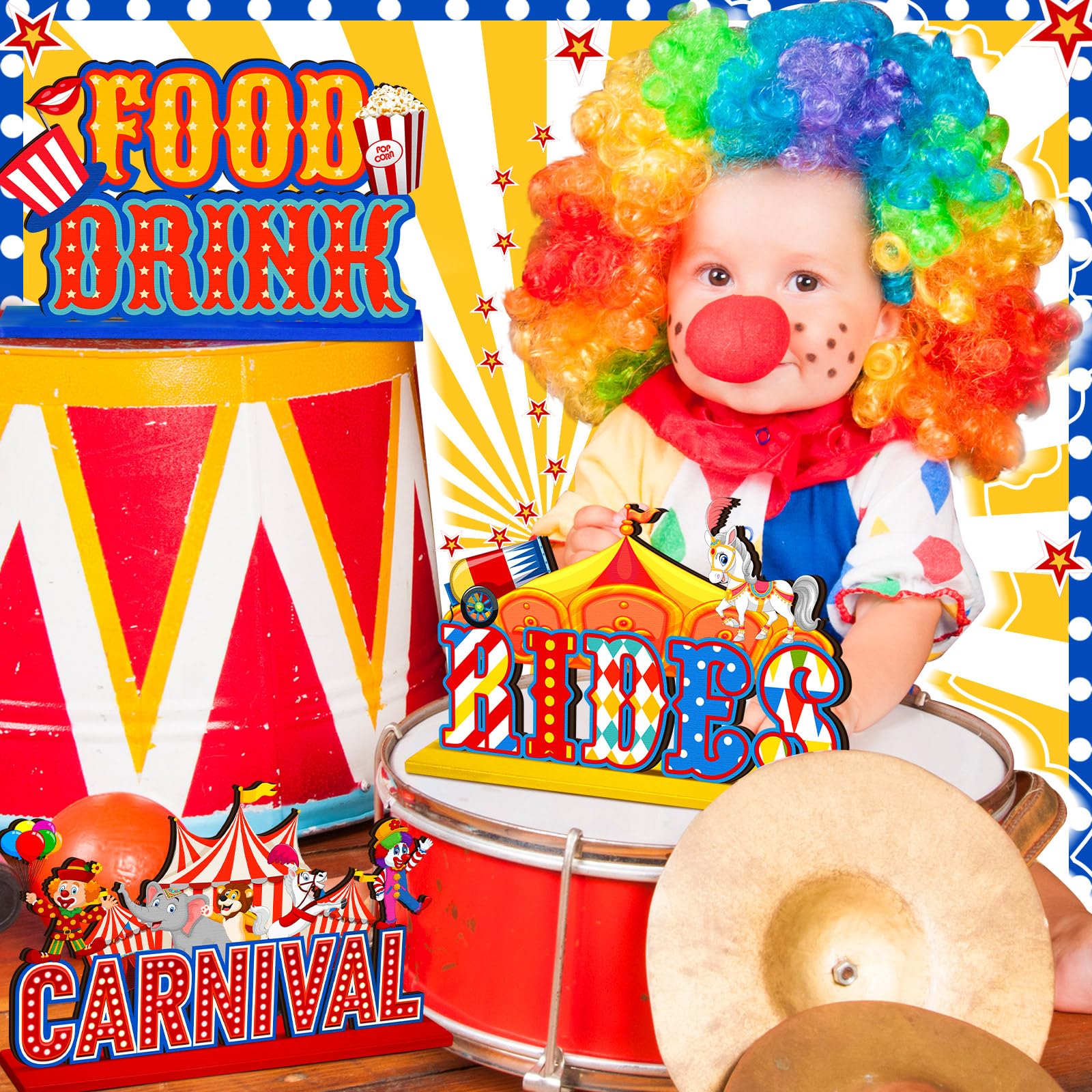 Quzzil 6 Pcs Circus Carnival Party Decorations Carnival Centerpieces