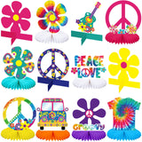 Nezyo 12 Pcs Tie Dye Hippie Party Honeycomb Centerpieces Decorations