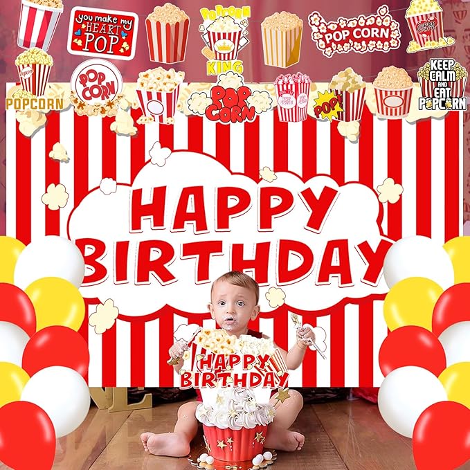 59 Pcs Popcorn Birthday Party Supplies Carnival Circus Movie Night
