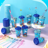 16 Sets Under the Sea Ocean Party Favors Goodie Cups with Lids and