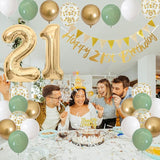 21st Birthday Decorations for Him Her Happy Banner With Cake Topper