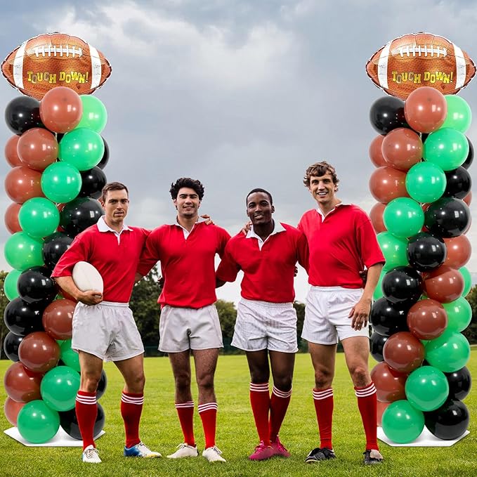 2 Sets Football Party Balloon Column Stand Kit With 102 Rugby Foil