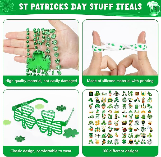 140PCS St Patricks Day Accessories St Patrick's Day Glasses