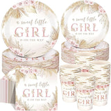 250 Pcs Boho Baby Shower Decorations for Girls Pink Floral Baby
