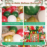 164Pcs Christmas Balloon Arch Garland Kit Xmas Red White Green Gold