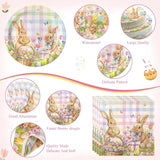 452 Pcs Easter Party Supplies for 50 Guest Pastel Easter Bunny Paper