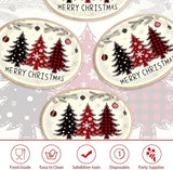 50Pcs Christmas Tree Oval Paper Plates 10 x 12 Large Heavy Duty