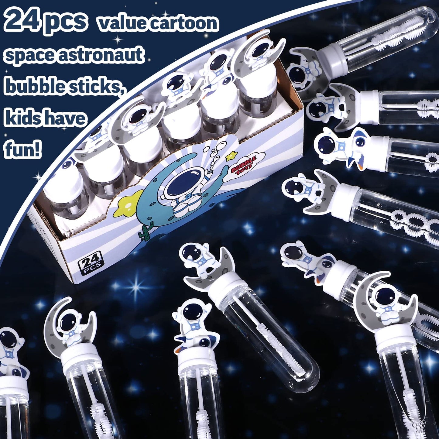 Winrayk 24 Large Astronaut Bubble Wands with Gift Box, Space Party