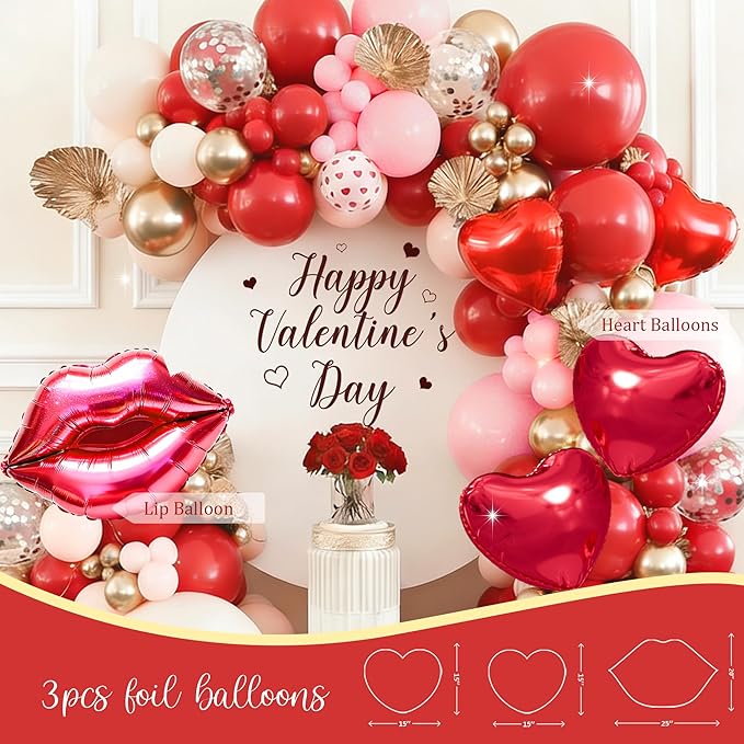 Valentine's Day Party Decorations Romantic Red Heart Valentine