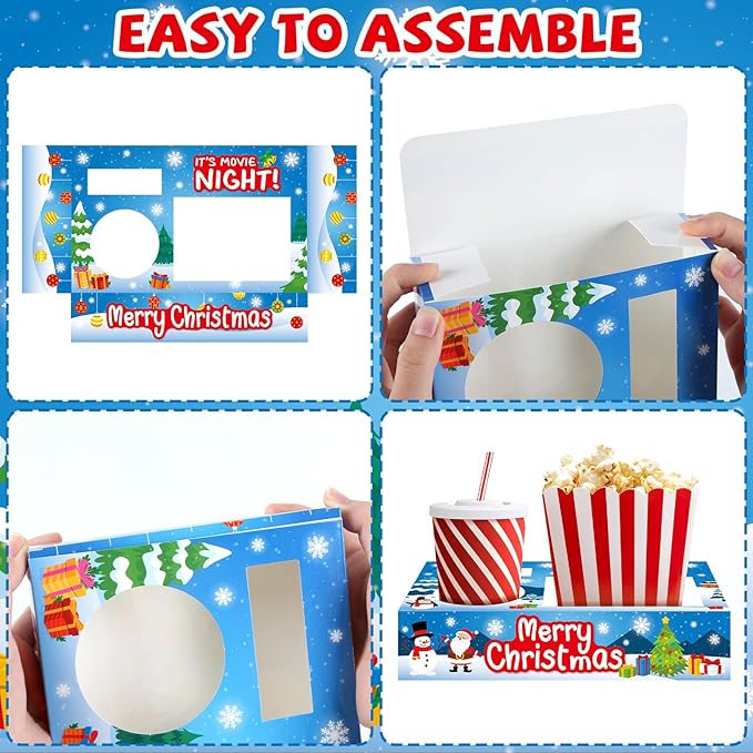 50Pcs Christmas Party Supplies Movie Night Paper Snacks Boxes
