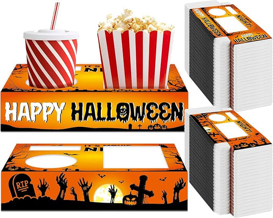 50Pcs Halloween Movie Night Supplies Snack Trays Movie Theater Snack