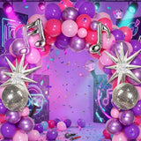 Sumind 144 Pcs K pop Party Decorations with Pink Purple Metallic Music