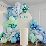 Under the Sea Balloons Garland Arch Kit, 123pcs Dusty Blue Teal