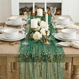 Artoid Mode Green Gold Gauze Table Runner 59x120 Inch 10FT, Glitter