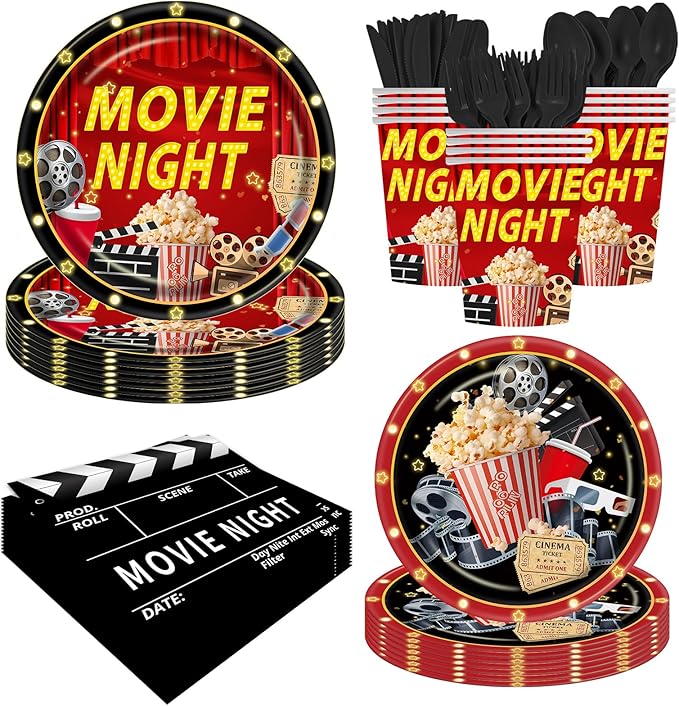 140pcs Movie Night Supplies Now Showing Convenient Paper Tableware