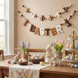 Breling 2 Pcs 6.5ft Easter Bunny Garland 3D Colorful Felt Happy