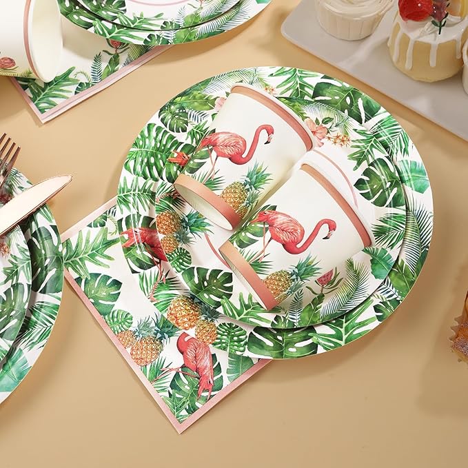 175Pcs Hawaiian Luau Party Decoration Luau Plates and Napkins Party