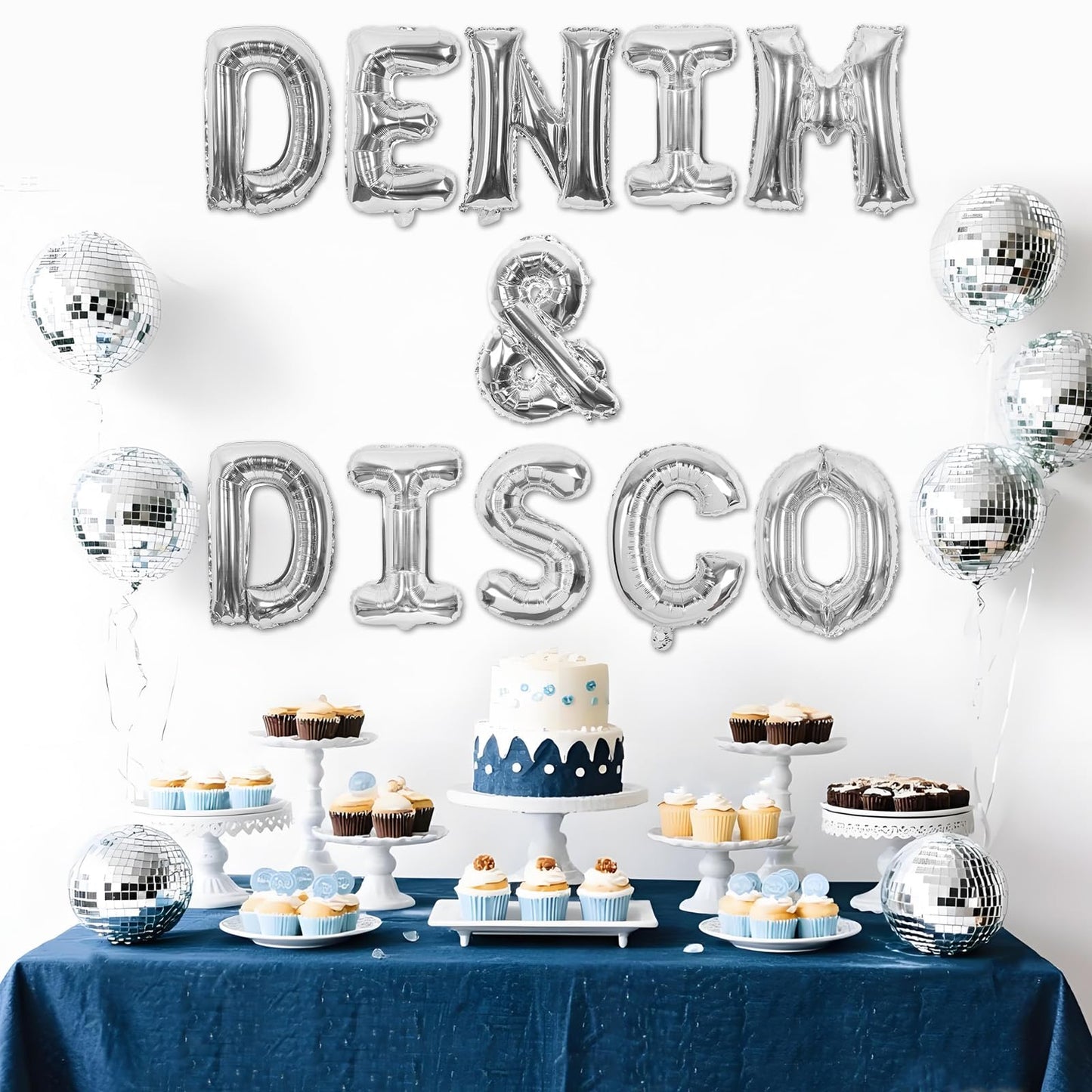 Wonmelody Denim and Disco Party Decorations Denim and Disco Silver