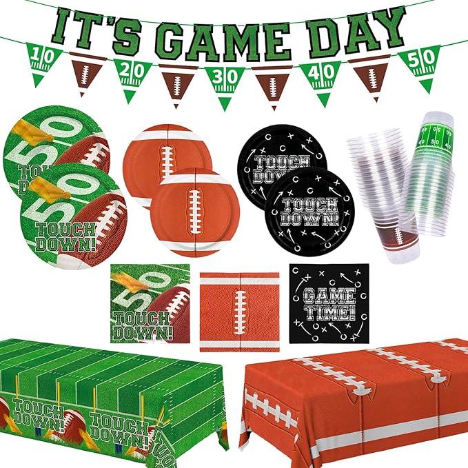 Football Party Decorations Kit for 24 Football Party Supplies Set