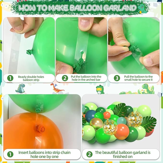 125pcs Dinosaur Birthday Party Decorations Dinosaur Balloons Arch