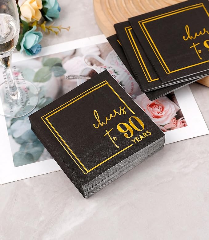 Cheers to Years Cocktail Napkins - 50 PK - 3-Ply Birthday Napkins 5x5