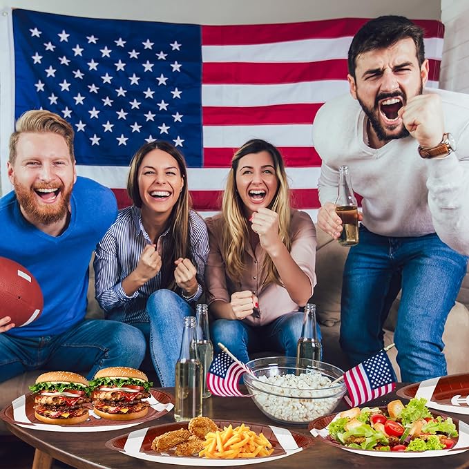 50 PCS Football Plates Football Party Plates Football Shaped