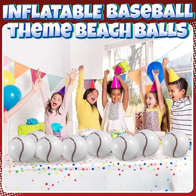 Inflatable Baseball Pack of 12 16 inch Baseball Beach Balls for