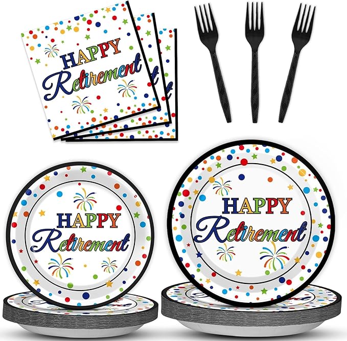 96 Pcs Happy Retirement Party Supplies Colorful Retirement Paper