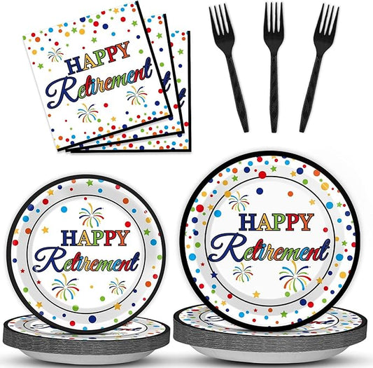96 Pcs Happy Retirement Party Supplies Colorful Retirement Paper