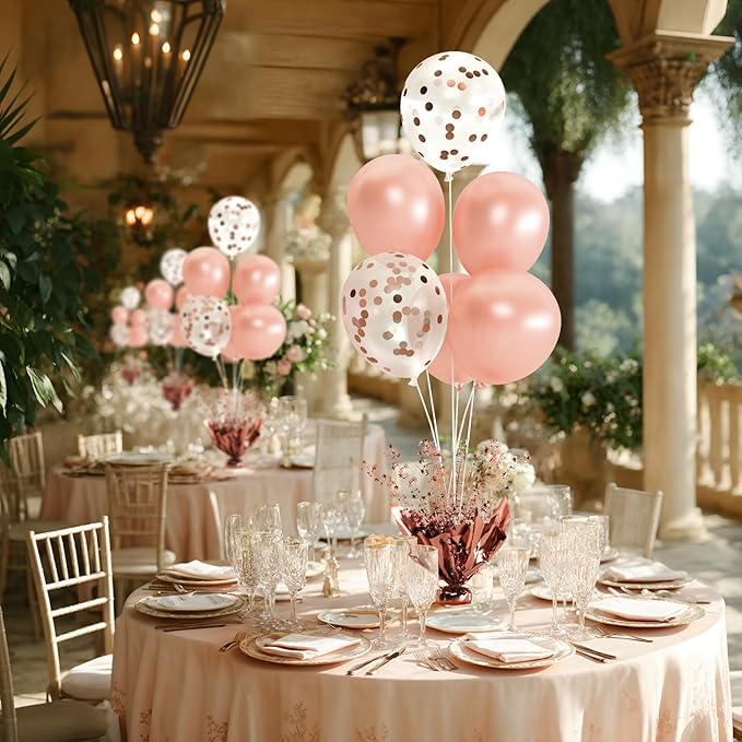 2 Set Rose Gold Christmas Table Balloons Foil Spray Table