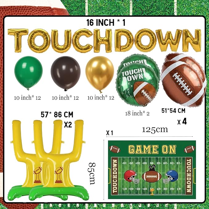 Football Party Decorations Kit with Green Brown Gold small Balloon