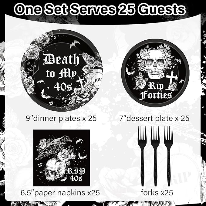 100 Pcs 50th Birthday Plates and Napkins Party Supplies Death To My