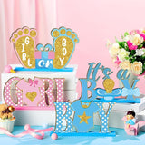 6 Pcs Baby Gender Reveal Table Wooden Decorations Blue and Pink
