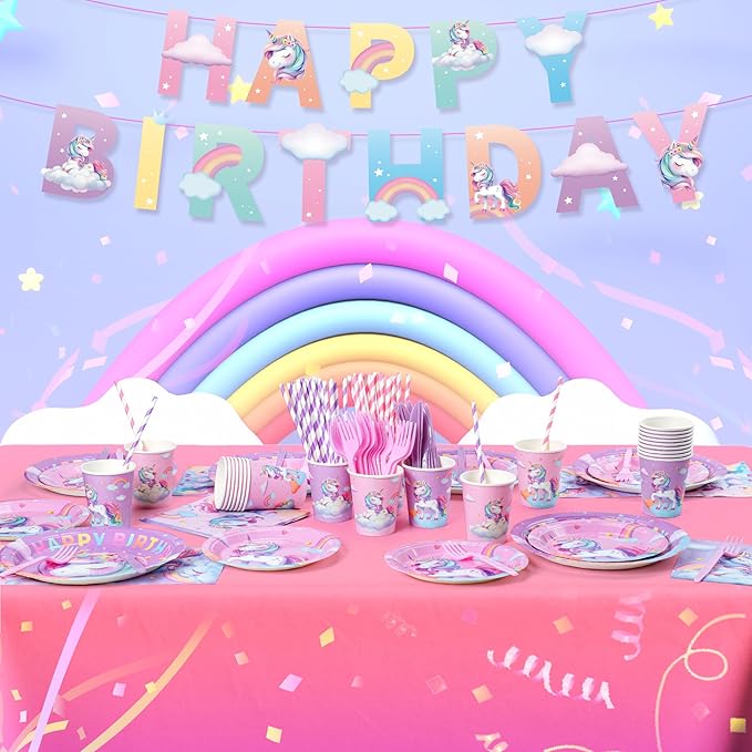 171Pcs Unicorn Birthday Party Decorations with Unicorn Rainbow