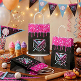 Gilprop 24 Pcs Baseball Black Drip Ice Cream Gifts Bags with Handles
