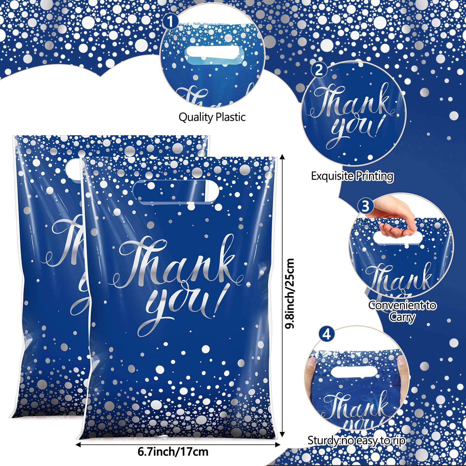 Pajean 100 Pcs Thank You Bags Bulk Small Thank You Plastic Gift Bags