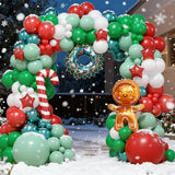 Christmas Tree Garland 120 PC Metallic Green and Red Balloon Garland