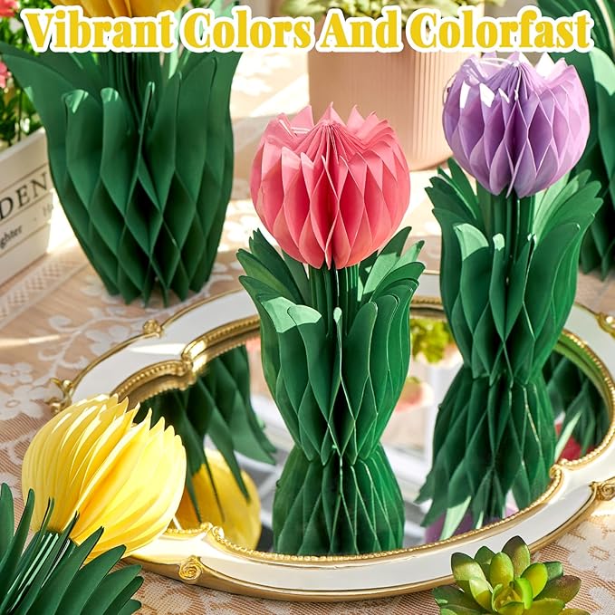PAPER JAZZ Tulip Paper Flower Centerpieces for Table Spring Party