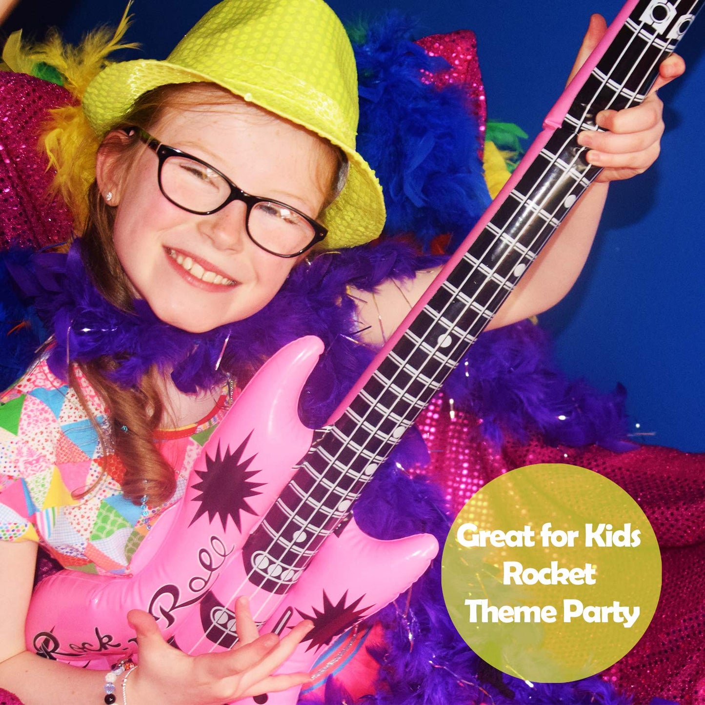 Novelty Place 12Pcs Inflatable Guitar for Kids - 35In Blow Up Electric